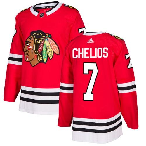 Adidas Men Chicago Blackhawks 7 Chris Chelios Red Home Authentic Stitched NHL Jersey